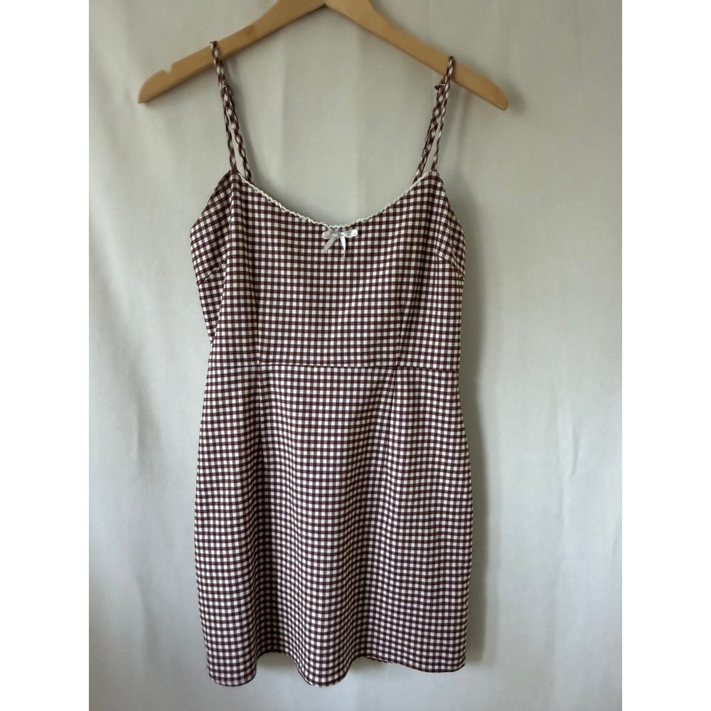 Urban Outfitters Gingham Cotton Blend Sun Dress Women Small Brown | Cottagecore